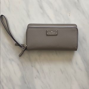 Taupe Kate Spade wristlet wallet